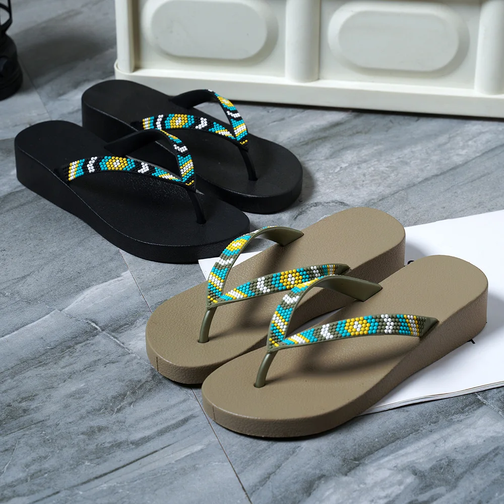 Summer Wedge Flip-Flops Fashion Beach Shoes Wear Waterproof Flip-Flops Outside Of A Casual Vacation