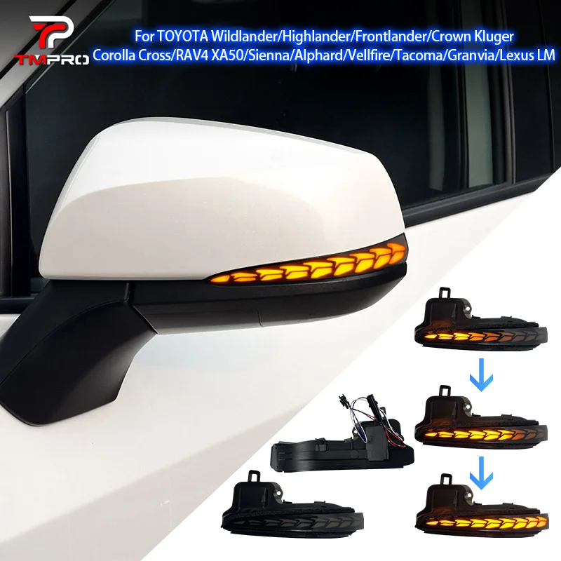 Для Toyota Vellfire, Alphard, Tacoma N300, RAV4 XA50, Highlander XU70: 202 светодиодных последовательных указателя поворота для зеркал заднего вида.