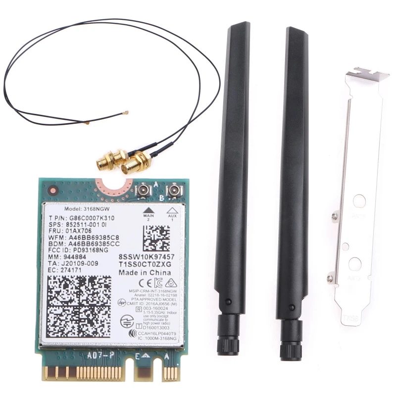 WiFi Desktop 3168NGW Expand WiFi 2.4GHz/5GHz BT 4.2 Dual Band Includes RF Cable High Gains Antennas and Brackets