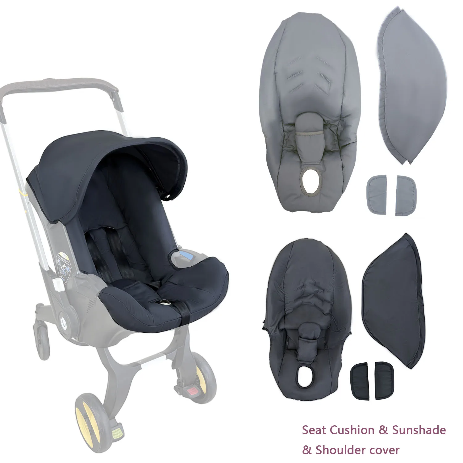 Baby Stroller Seat Cushion Change Kits Sunshade Shoulder CoverCompatible With Doona FooFoo Stroller Accessories