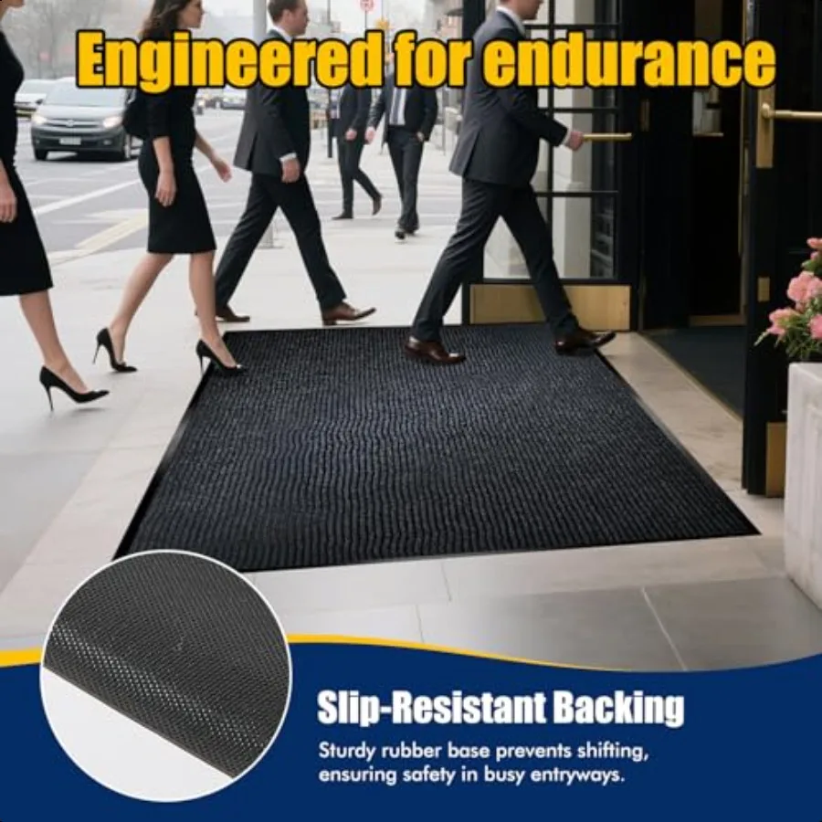 Extra Large Indoor Outdoor Entrance Mat 4 x 5 Feet Rubber Border Door Mat Waterproof LowProfile Easy to Clean Rubber Entry Mat