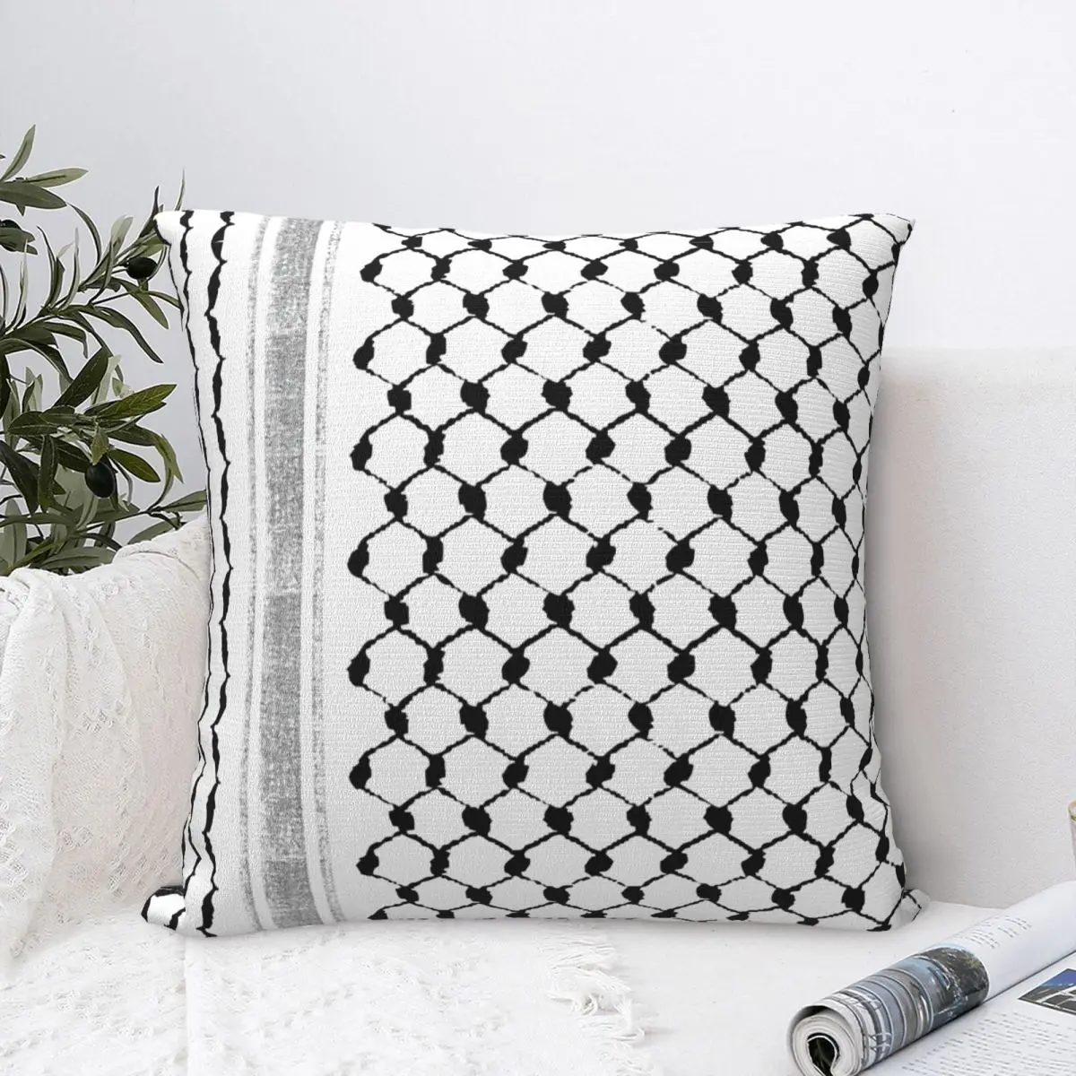 Keffiyeh Arabic Palestinian Square Pillow Case Cushion Cover Novelty Decor Pillowcase for Sofa 40x40cm