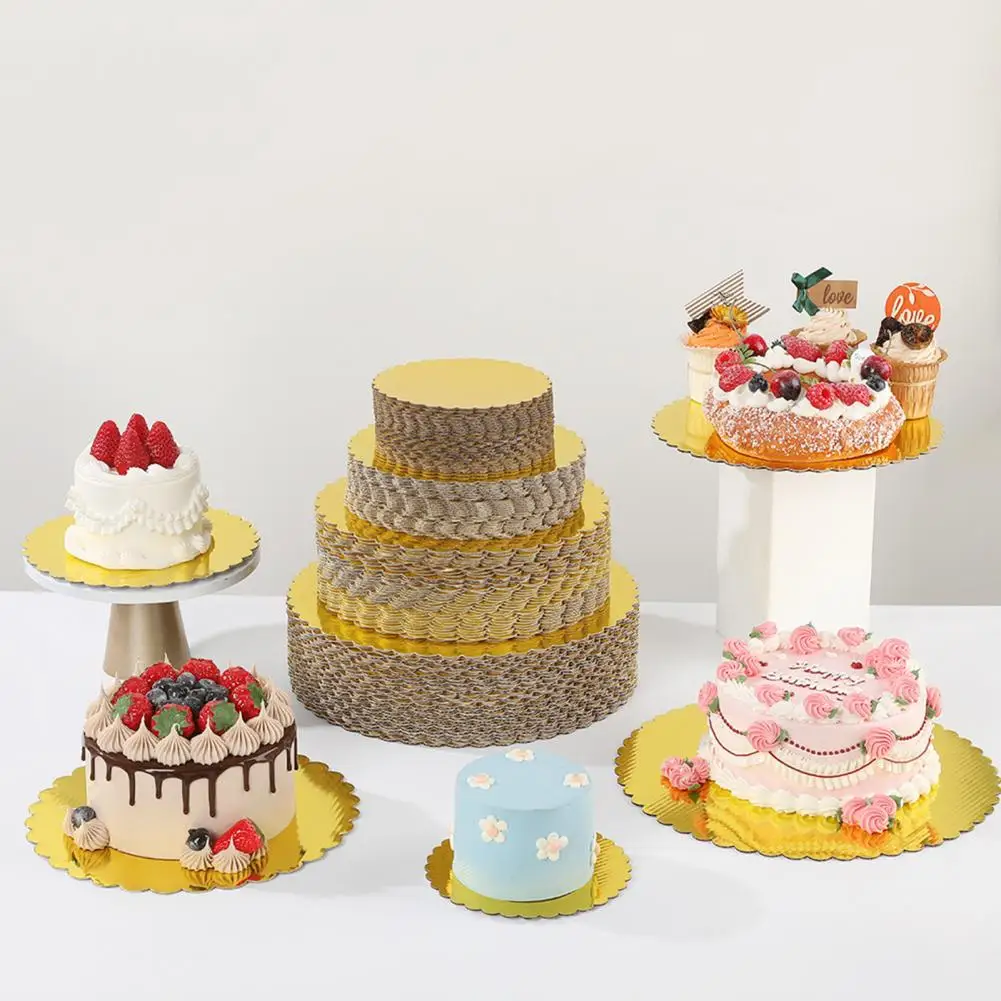 Tabla para tartas fácil de limpiar, tabla para tartas de boda, elegantes tablas doradas para fiestas de cumpleaños y bodas, juego de 10 festones redondos