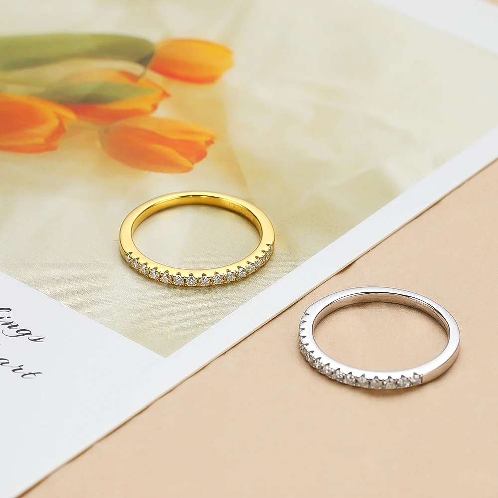 FEOBUR Cincin Berlian Moissani - Moissanite Eternity Band Ring Stackable ulasan dan harga