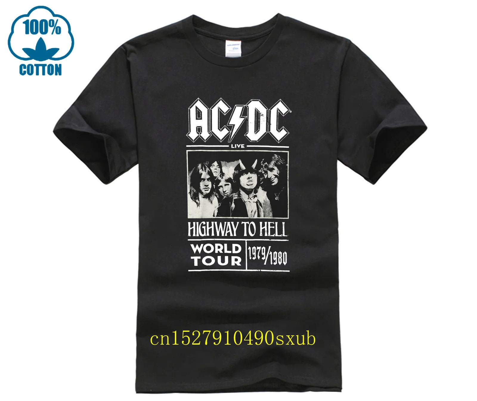 Мужская приталенная футболка AC and DC Highway To Hell, средний размер, черная