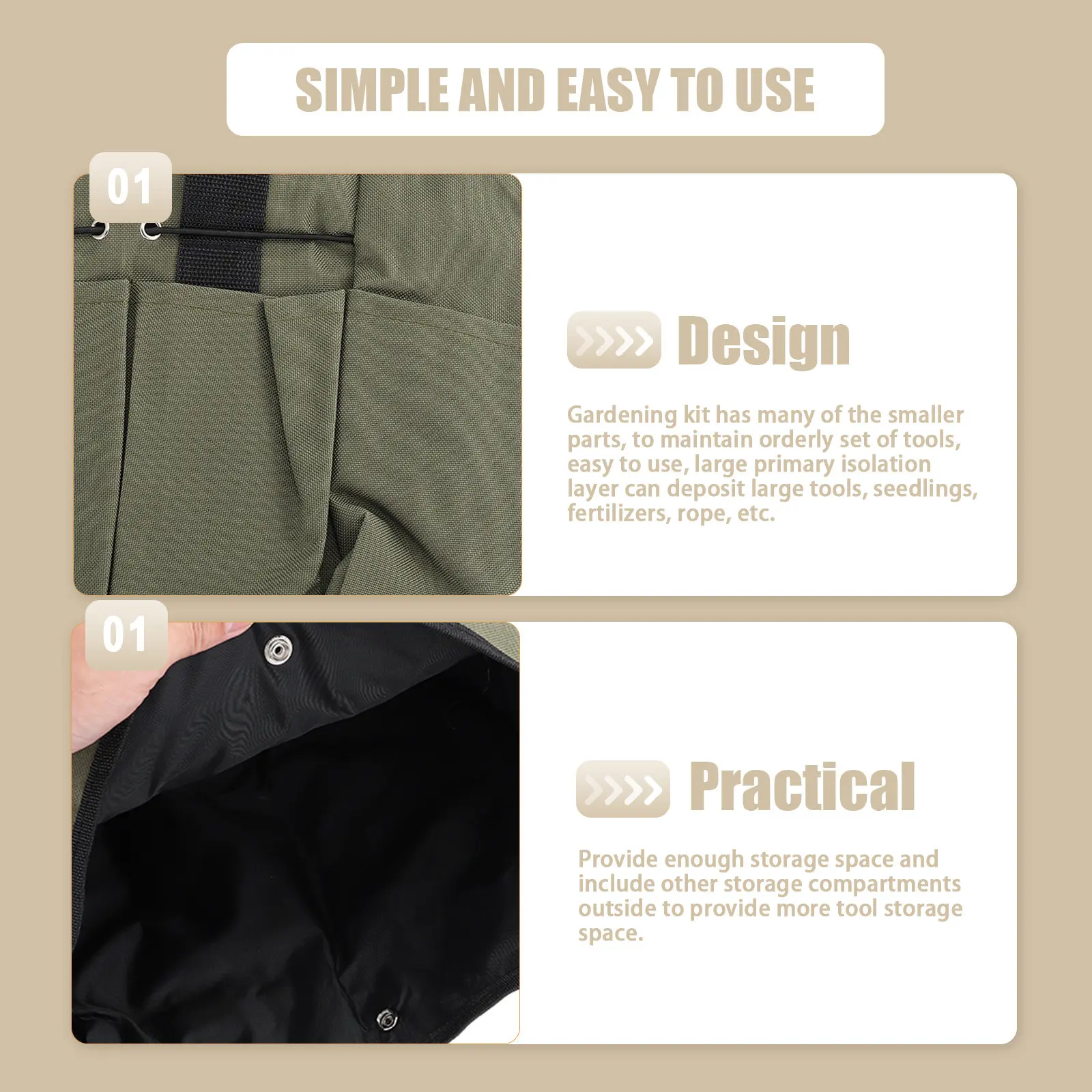 

Прочная сумка для садовых инструментов, большая вместимость, многофункциональный органайзер с карманами для хранения инструментов для ухода за садом, сумка-переноска для хранения