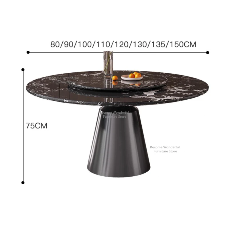 Dining Room Furnitur Mesas Redondas FYDT Nordic Rock Plate Tables Black Minimalism Luxury Kitchen Round Table Living Room