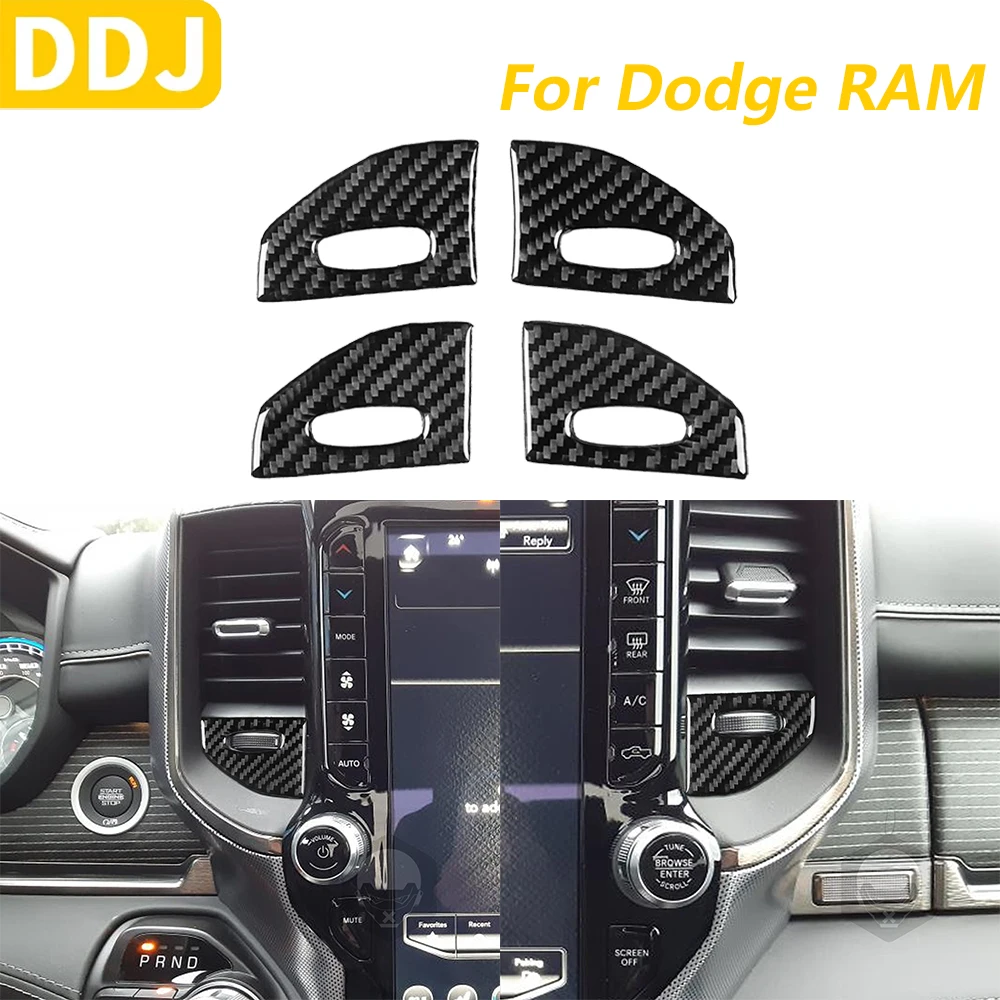 

For Dodge RAM 1500 2500 3500 2019-2023 Carbon Fiber Central Air Conditioning Knob Control Panel Cover Car Accessories Sticker