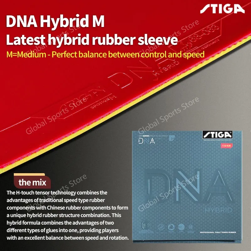 기존 STIGA DNA 하이브리드 탁구 고무 전문 반 끈적 스핀 Pips-in STIGA DNA 탁구 스폰지