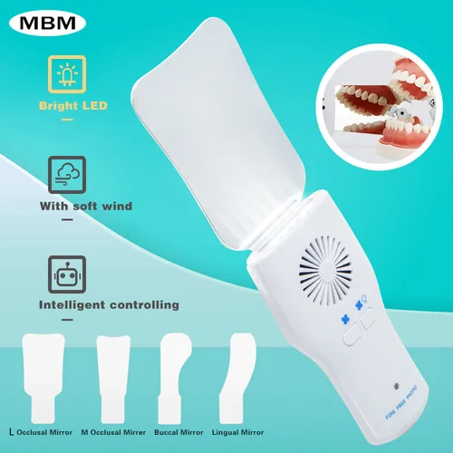 Espejo antiniebla Dental automático para foto Oral, espejo antivaho de acero inoxidable reflectante para examen Oral, espejo Oral sin niebla