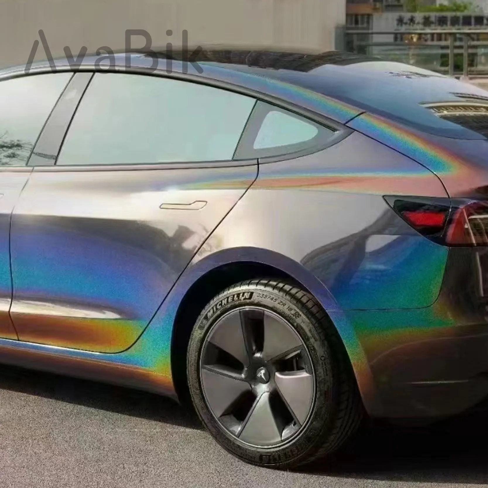 قسط PET ثلاثية الأبعاد قوس قزح العاصفة رمادي سيارة ملصق المضادة للخدش تغيير لون غطاء الفيلم الإصدار الهواء ذاتية اللصق الفينيل سيارة التفاف احباط #4