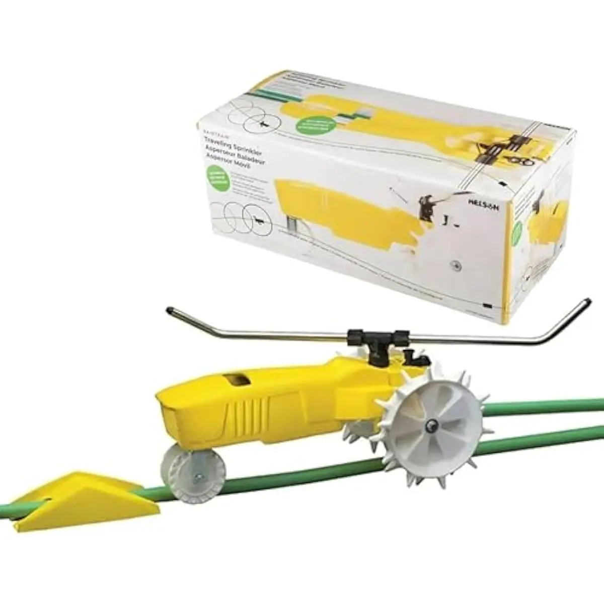 Traveling Lawn Sprinkler with 13500 Sq Ft Coverage Range Up to 200 Feet Adjustable Spray Arms 15-55 Ft Diameter Three-Speed Cont