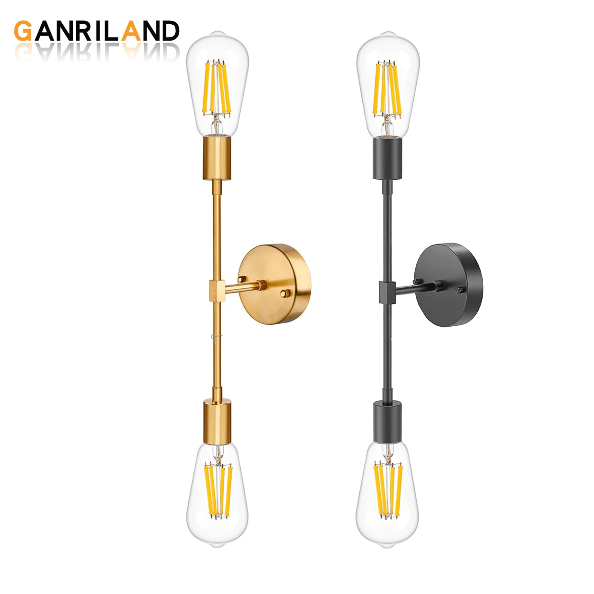 

Ganriland Retro Metal 2-Head Pendant Lamp Including Bulbs Dimmable 4W 12W 1521lm Blub Wall Lamp For Bedroom Living Room Decorate