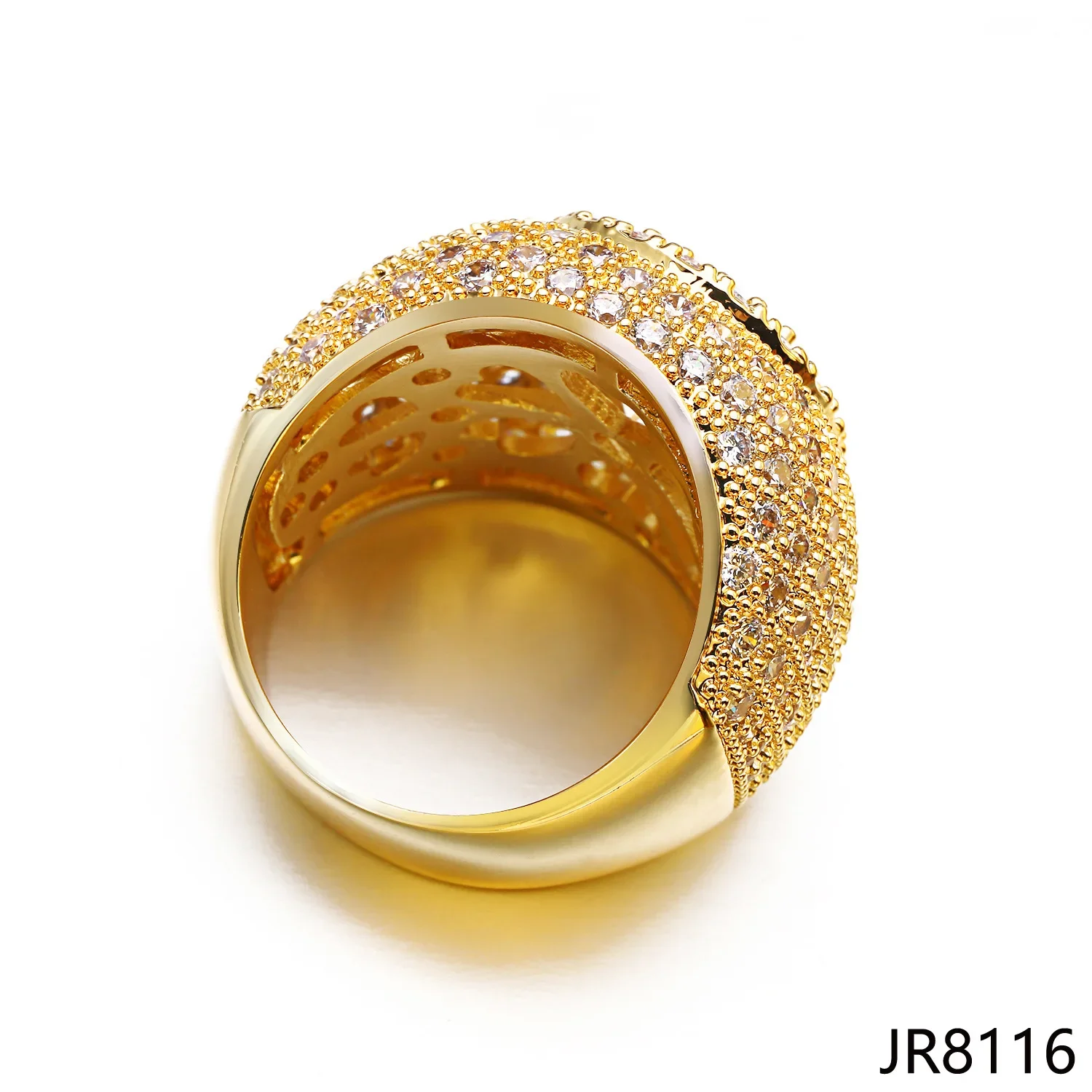 Men's Hip Hop CZ Ring  Cuban Style Gold Plated Copper Cubic Zirconia Stone Rings women