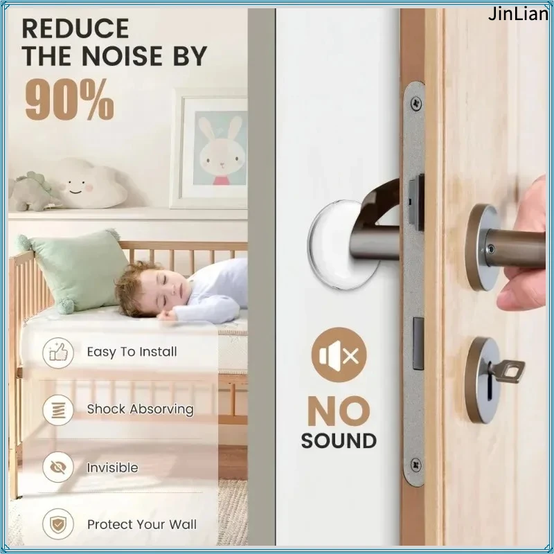 Door Knob Wall Shield Clear Soft Rubber Door Stopper Door Handle Bumper Mute Stickers Wall Protector Muffler Pad Protective Plug