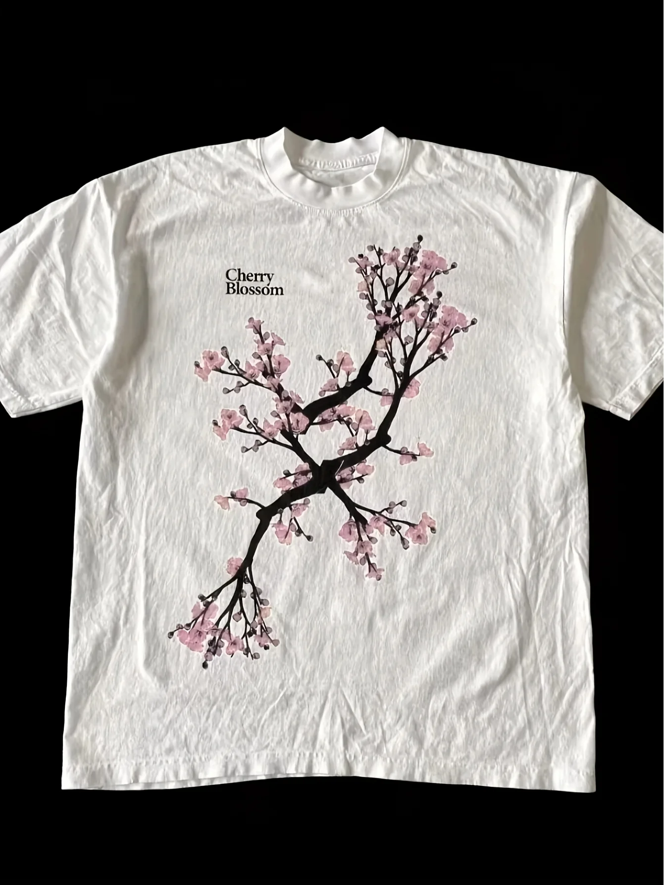Men's Women T Shirt Vintage Cherry Blossom Letter Pattern Print High Street Style Tee Casual Y2K Hip Hop Minimalist Fashionable