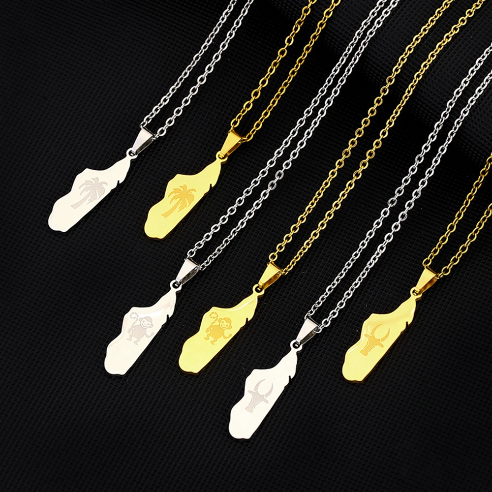 

Africa Madagascar Map Pendant Necklace Stainless Steel Gold/Steel Color Men Women Country Map Jewelry Gift