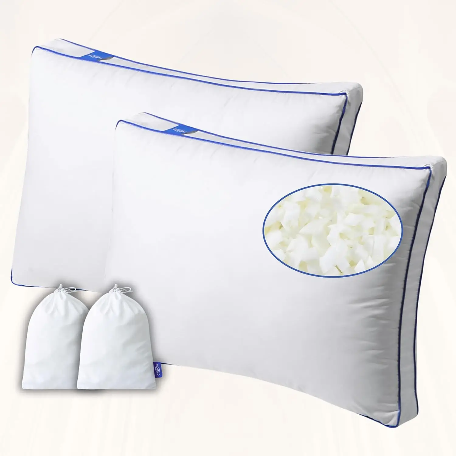 

Adjustable Memory Foam Pillow Set of 2, 26x18 Inches, Organic Cotton Cover with Plush Padding for All Sleepers