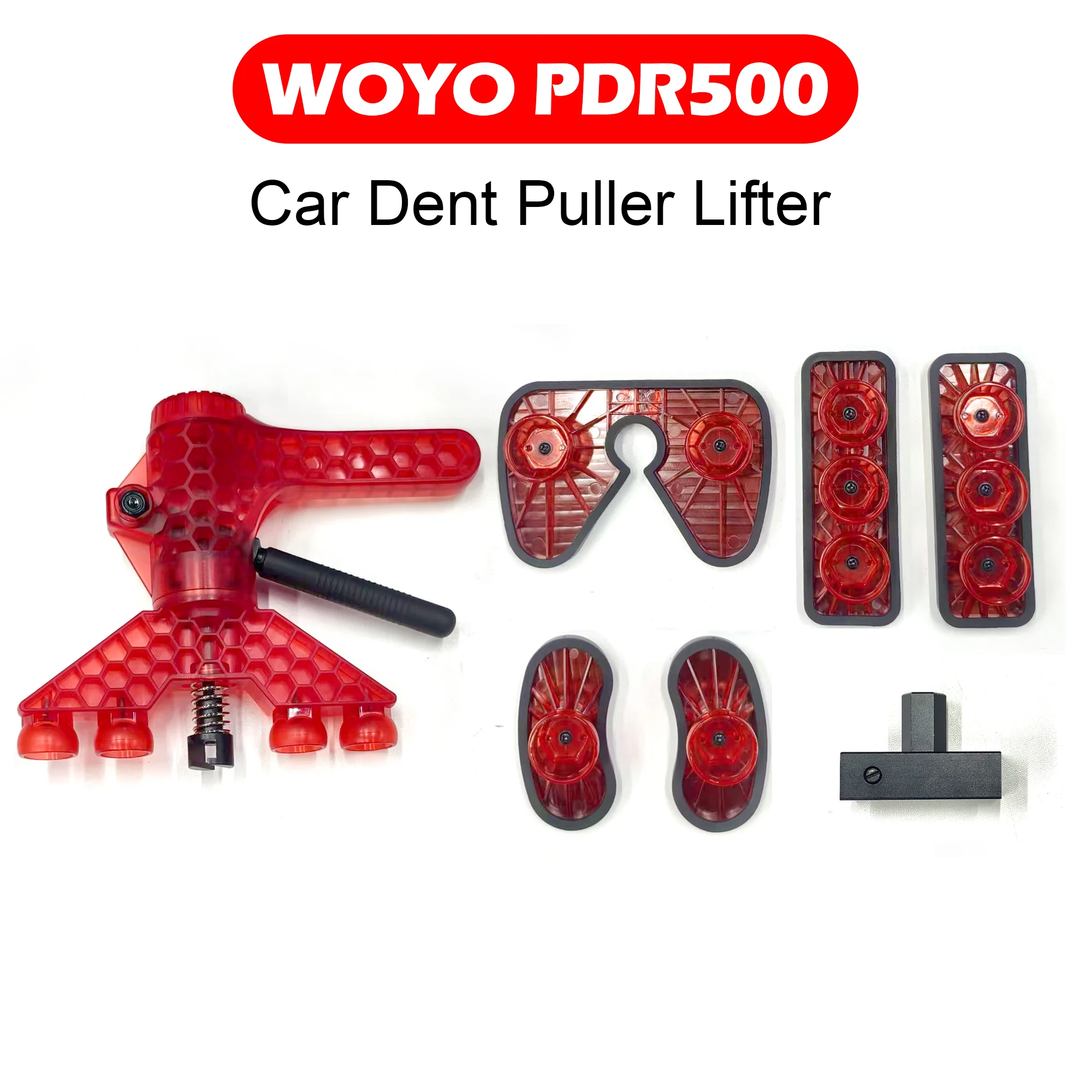 

WOYO PDR500 Car Dent Repair Tool PDR Lifter Kit With 3 Kinds of Foot Pad & Long Tabs Adapter, Adjust the Width by Foot Pad