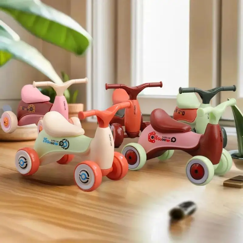 1Pcs Simulation Mini Cute Kids Balance Car Four-wheeled Baby Sliding Scooter Ornament Creative Assembly Children's Car Toy Gift