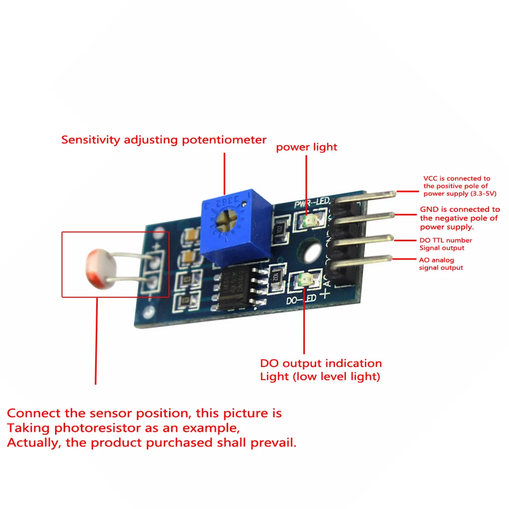 LM393 Optical Sensitive Resistance Light Detection Photosensitive Sensor Module for arduino DIY Kit School Education lab