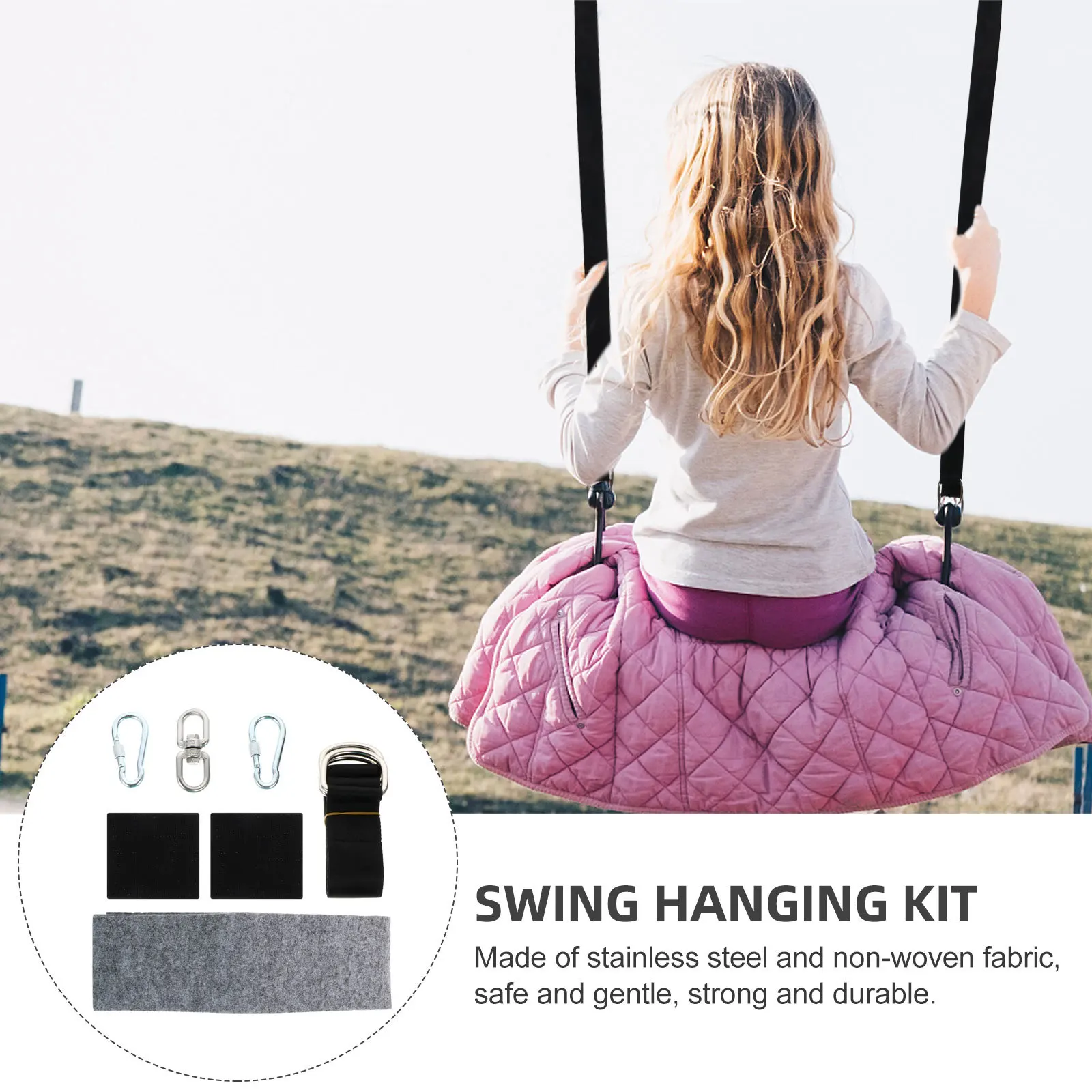 

1Set Swing Hanging Kit Durable Polyester Strap Strong Safe Swing Rope for Outdoor Hammock Tree Hanging Hammock Rope