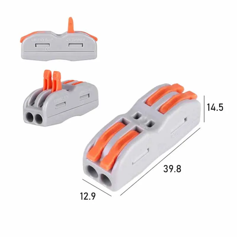 Wire Electrical Connectors Din Rail Type Fast Universal Compact Conductor Wiring Cable Connector LED Push-in Butt Terminal Block