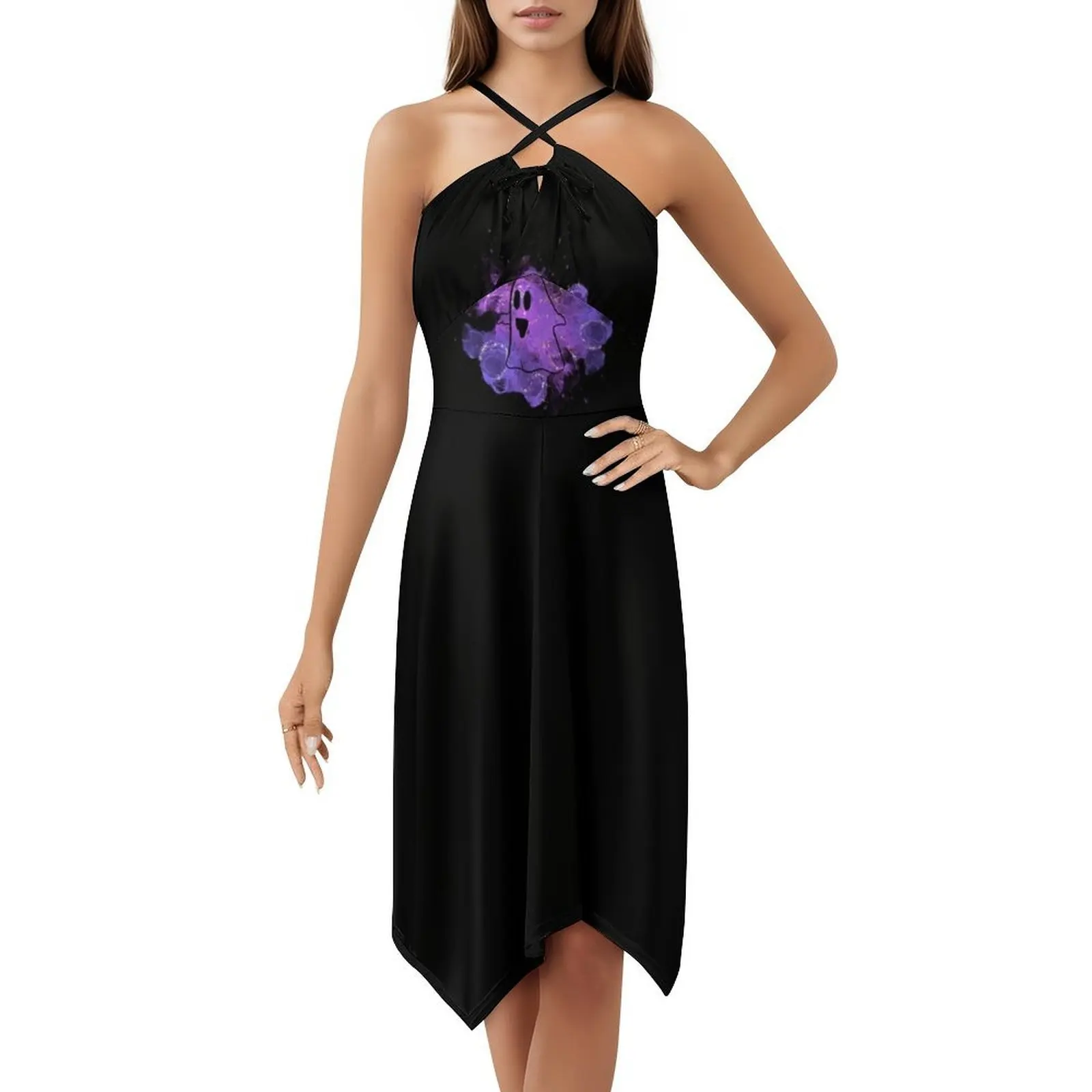 شبح لطيف باللون الأرجواني الذهبي اللامع فستان بوهيمي عتيق بأكمام منتفخة أو خيارات بدون أكمام للنساء فستان لطيف شبح الطفل #5