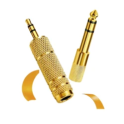 Áudio 6.5 macho para 3.5 fêmea/3.5 macho jack para 6.35 fêmea adaptador amplificador adaptador casque et micro pequeno para grande
