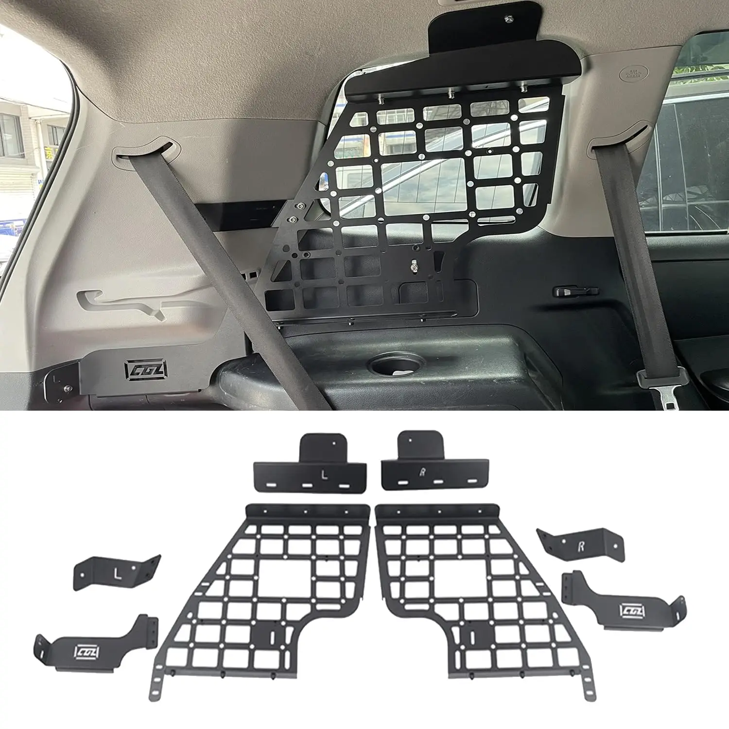 

CGZ For Toyota Highlander 2009 2010 2011 2012 2013 Car Side Window Shelf Rear Trunk Storage Panel Debris Rack Molle Panel 1Set