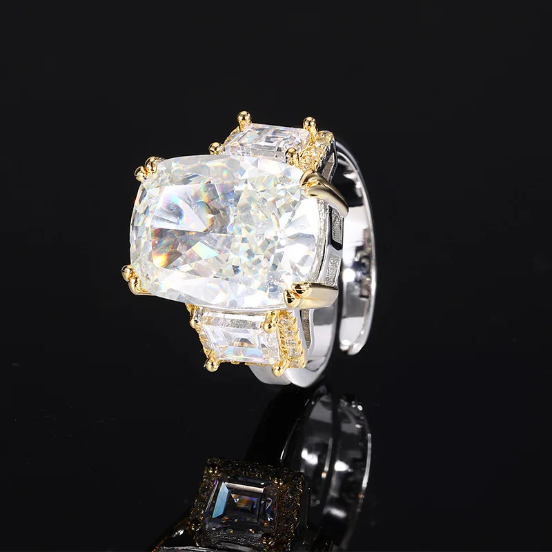 

Jewelry with copper base, gold-plated, high-carbon diamond, ice-flower square diamond, copper inlay, elegant, light luxury, vint
