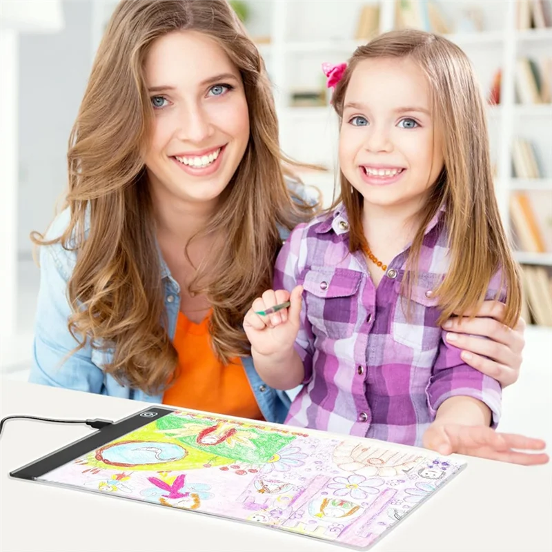ABFM-A4 LED Light Board, 3 Level Dimmable Brightness USB Power Crafts Light Table For Tracing, Light Drawing Sketch Pad