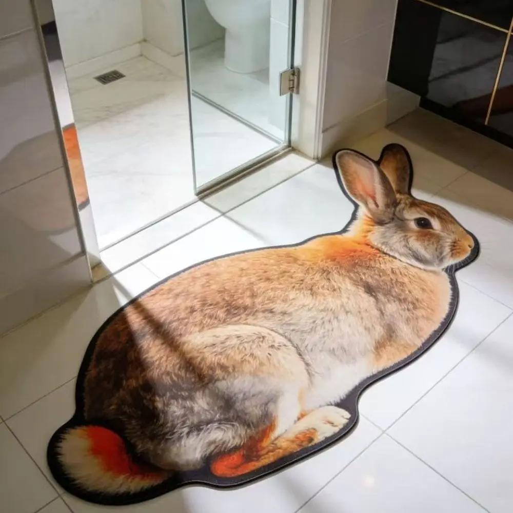 Soft 2D Rabbit-Shaped Area Rug Non-Slip Easy To Clean Home Decor Carpet Anti-fouling Cartoon Carpet Living Rooms