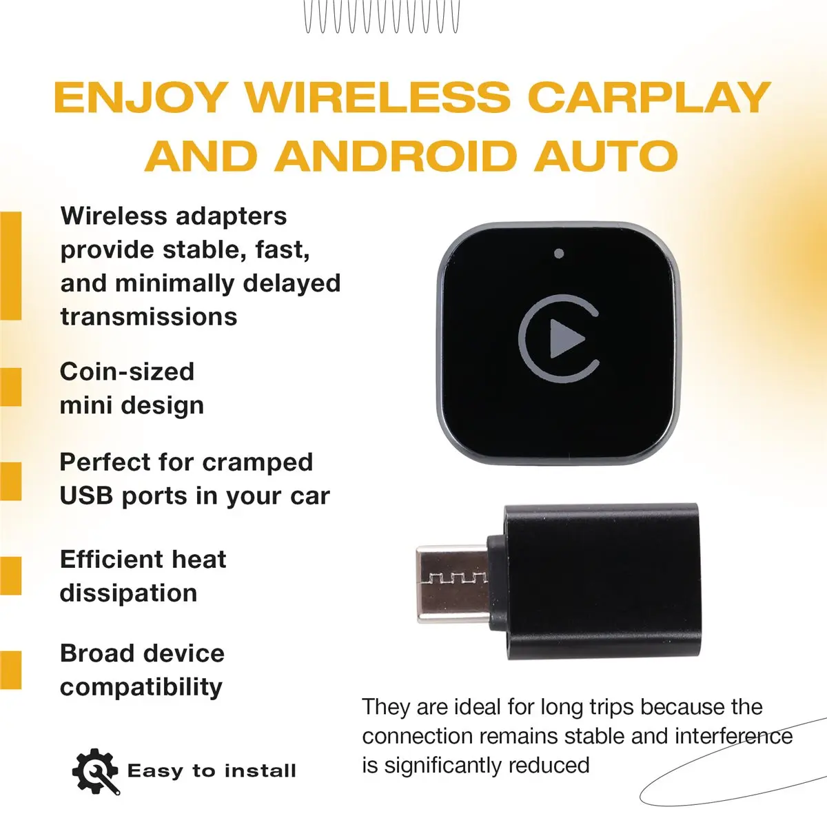 Upgrade CarPlay & Android Auto Wireless Adapter, WLAN 2.4G+5G,Kompatibel Mit Phone IOS 10+ Und Android 11+