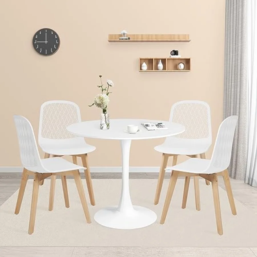 Mid Century Modern Round Dining Table Set for 4 with Chairs in Dining Room Small Kitchen Office Cafe Restaurants