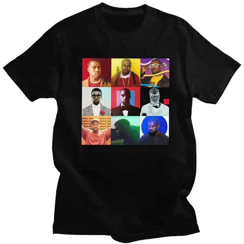 Custom Popular Singer Kanye West Collage T Shirt Men Short Sleeve T-shirt Casual Tee Tops 100% Cotton Slim Fit Tshirts Merch