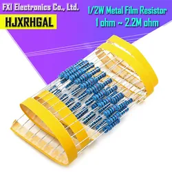50 Uds 1/2W resistencia de película metálica 1% 1R ~ 1M 1 2 10 22 47 100 330 ohm 1K 4,7 K 10K 22K 47K 100K 330K 470K 2R 10R 22R 47R 100R 330R