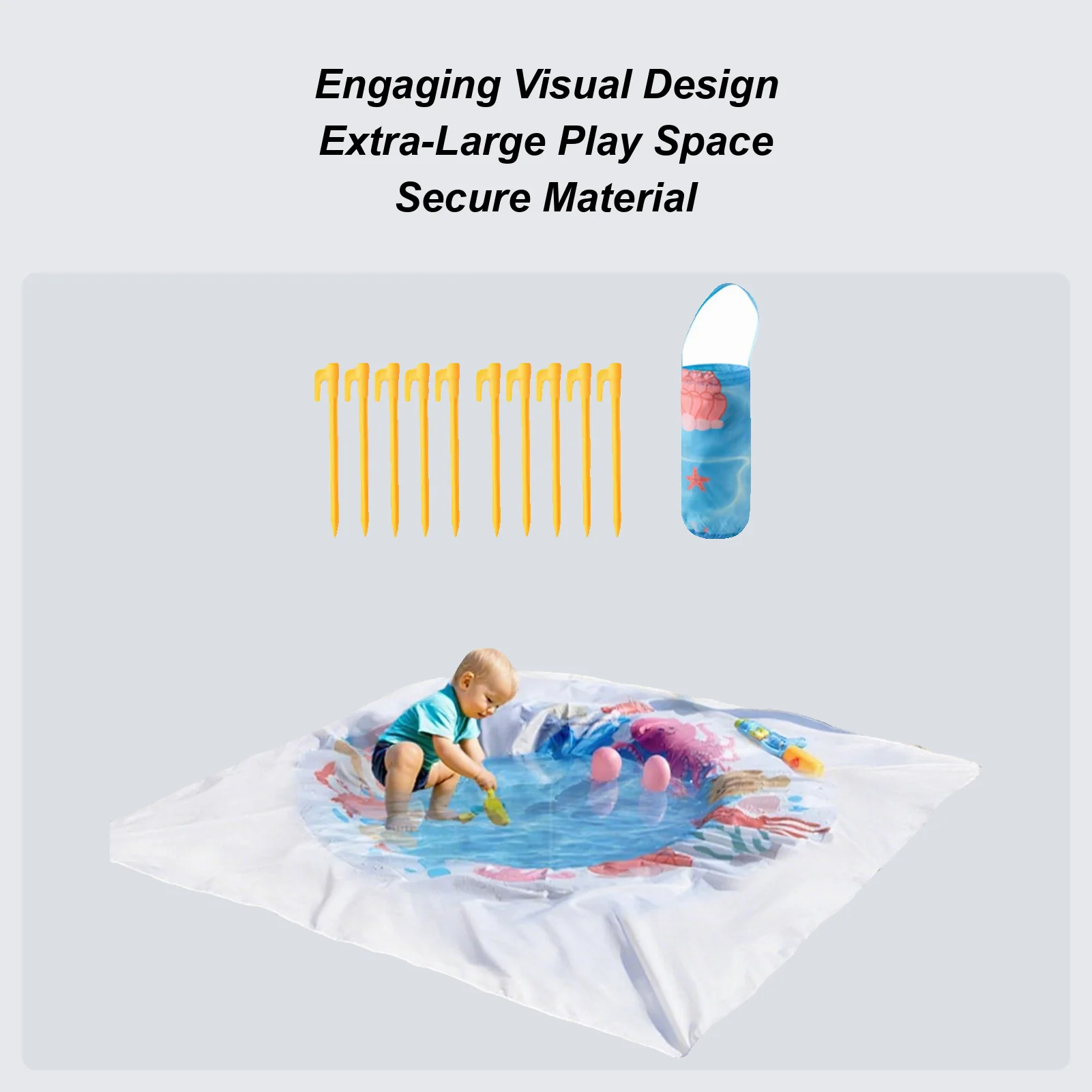 Beach Puddle Portable Baby Pool Cartoon 2-in-1 Children Puddle Mat For Picnic Family Garden Camping Swimming Backyard Outdoors