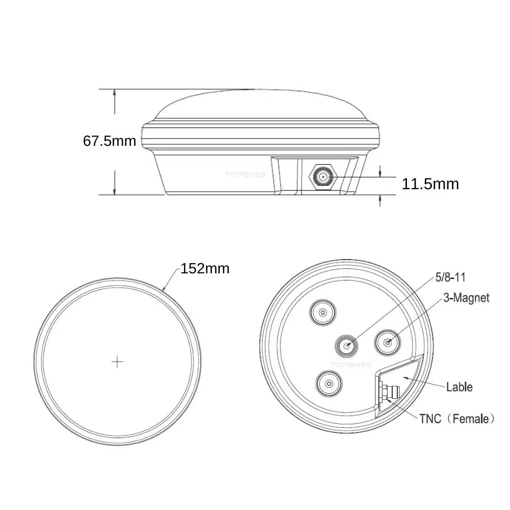 TOPGNSS TOP707H2  L1 L2 L5  High-Precision Centimeter-Level Bluetooth GNSS Receiver antenna module DB9 NMEA0183 RTCM3.3
