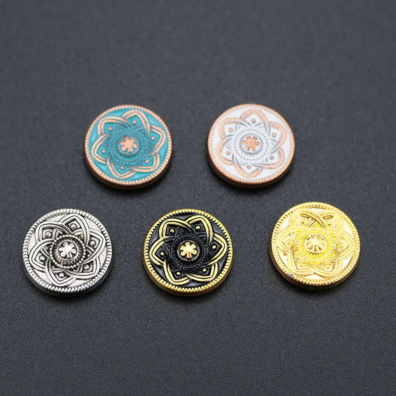 17mm Vintage Round Six Stars Button DIY Handmade Alloy Screw Buckle Bag Clothing Belt Leathercraft Decorative Buckle