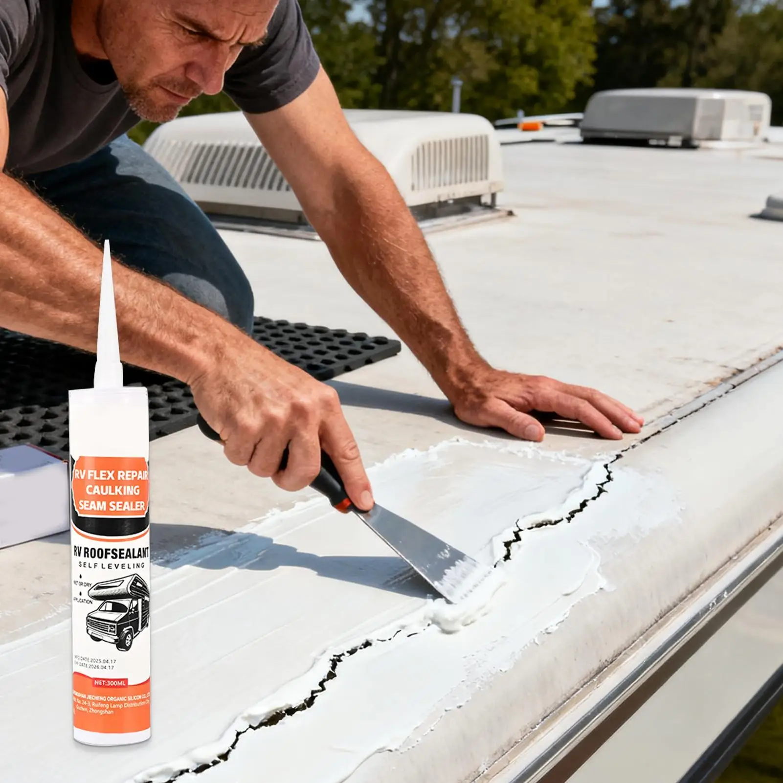 

Lap Sealant For Rv Roofs High-Adhesive Long-Lasting 300ml Trailer Roof Coating Repair Adhesive For Motorhome Trailer Exterior