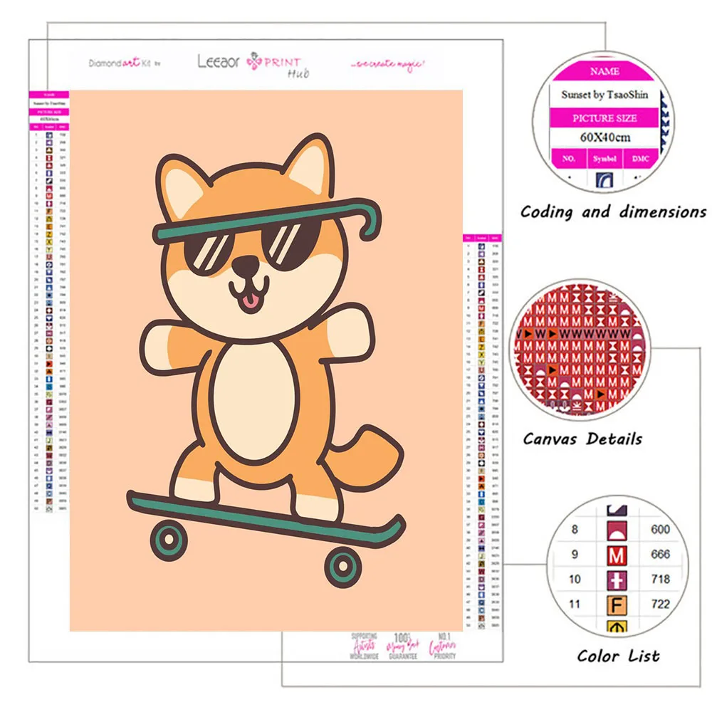 Diamond Painting Creative Shiba Inu Ramen Illustration Series Poster Mosaic Embroidery Set Cross Stitch Home Decoration 5D Diy