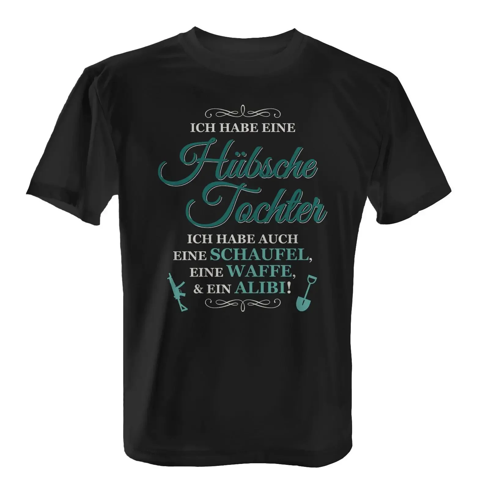 Ich Habe Eine Hübsche Tochter Slogan Funny Men's T Shirt Dad Protective Daughter Humor  vintage Washed Versatile Casual