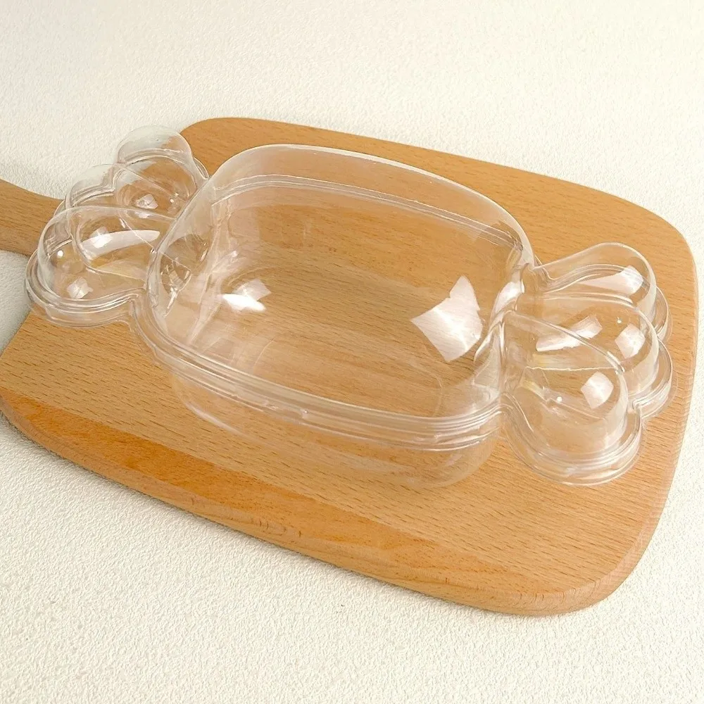 10Pcs Transparent Candy-Shaped Cake Box Plastic with Lid Clear Dessert Box Gift Box Airtight Tiramisu Packing Box