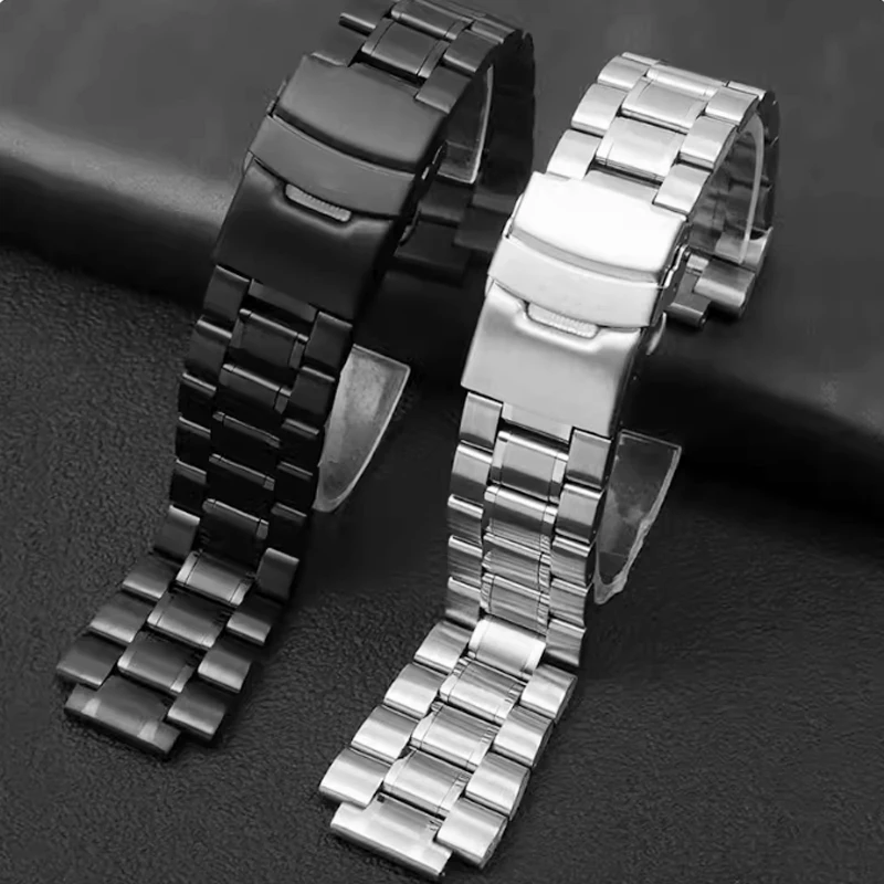 Stainless Steel Watchband for Men's TIMEX T2N720 T2N721 TW2R55500 T2N739 Watch Strap 24*16mm Lug end Silver Black Bracelet