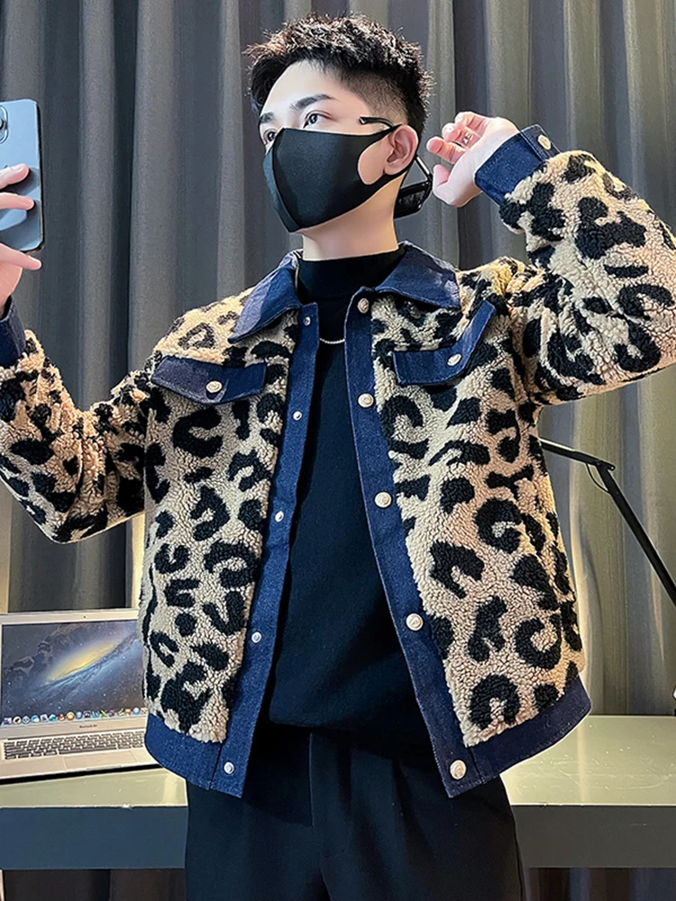 

Мужская зимняя куртка из утолщенного хлопка с подкладкой из овечьей шерсти, модная, брендовая, в стиле пэчворк, джинсовая, теплая, молодежная, повседневная, свободного кроя, на пуговицах