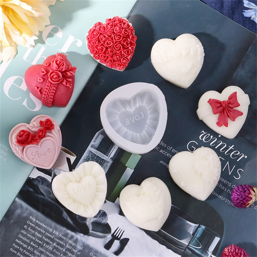 2023 Valentine\'s Day Candle Silicone Mold Heart-shaped DIY Candle Soap Mold Kitchen Chocolate Making Mould Jelly Pudding Baking