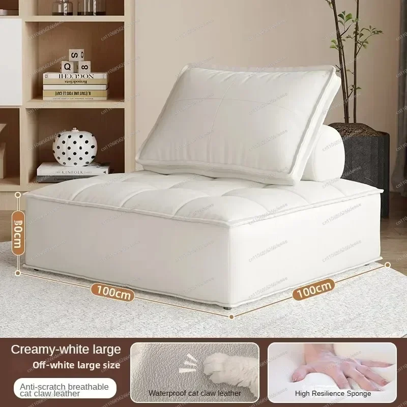 3-in-1 Lazy Sofa Chair – Leather, Scratch-Resistant, Converts to Bed & Ottoman, Ideal for Small Apartments