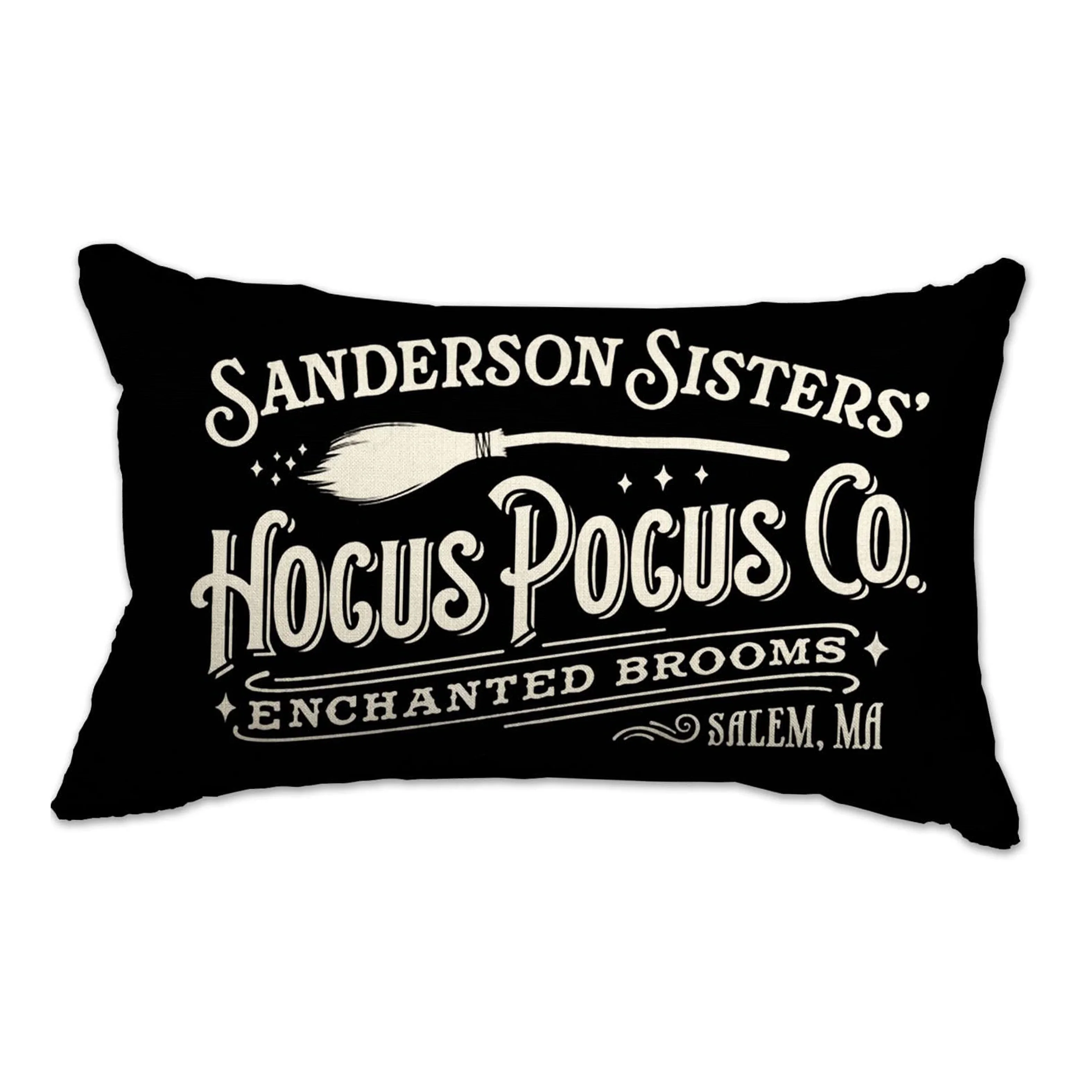 Farmhouse Halloween Lumbar Pillow Cover 12x20inch Contemporary Sanderson Sisters Hocus Pocus Co. Printed Linen Throw Pillow Case