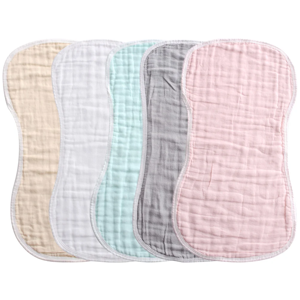 

5pcs Burp Cloths Thick Cotton Feeding Bibs White Yellow Pink Green Gray Newborn Toddler Washable Durable Saliva Towels